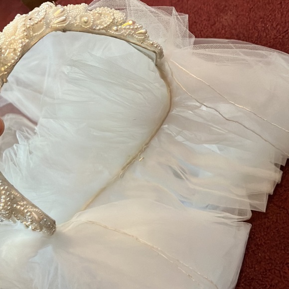 Ladies, beautiful Vintage, long beaded wedding veil - Picture 4 of 6